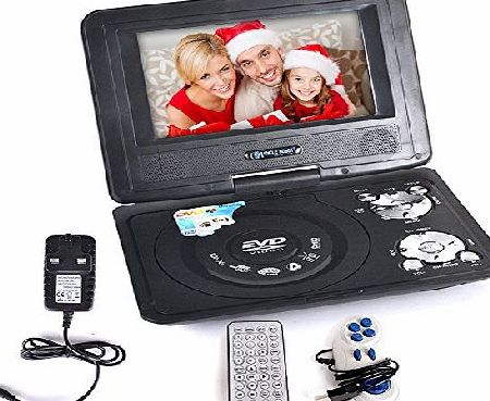 Reelva [Newest Release for Travel] Reelva 7.8 Inch Swivel LCD Screen Portable DVD Player, Supports SD Card and USB, Direct Play in Formats RMVB, MP4, MP3, WMA, MPG, AVI, VOB, JPEG
